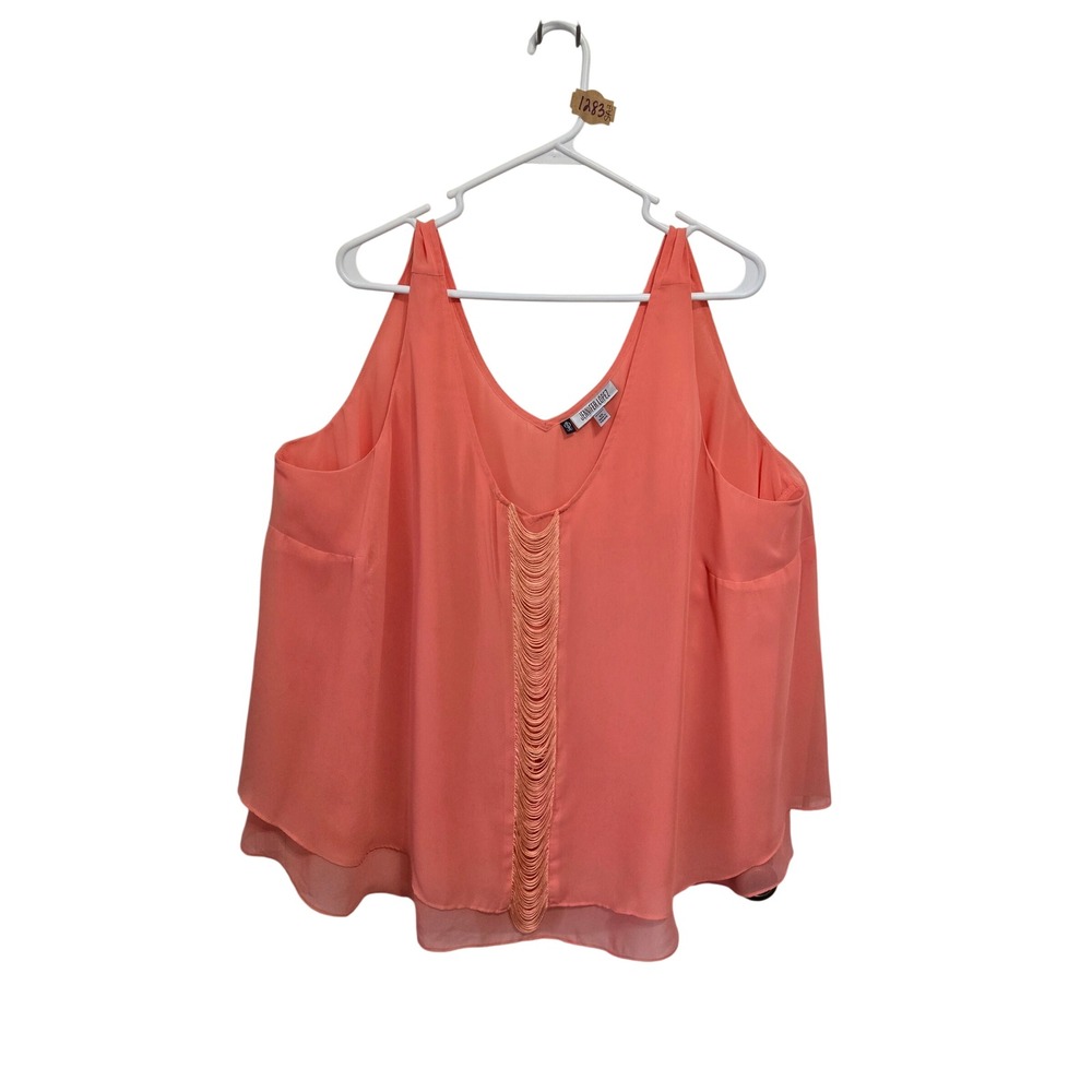 Jennifer Lopez Coral Pink Cold Shoulder Layered Chiffon Blouse Plus Size 3X